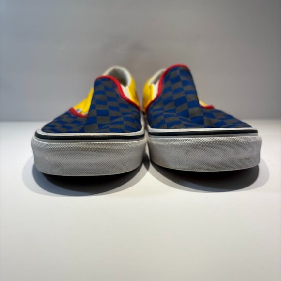 Vans OTW Rally Classic Slip On Sneakers Blue Gray Yellow Red Checkerboard - 9.5 - Picture 6 of 10